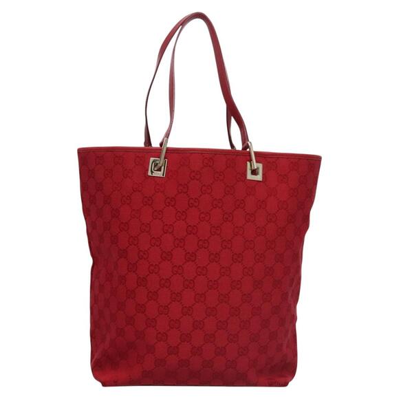 GUCCI GG Canvas Tote Bag Red Gold 002 002 - Picture 3 of 16